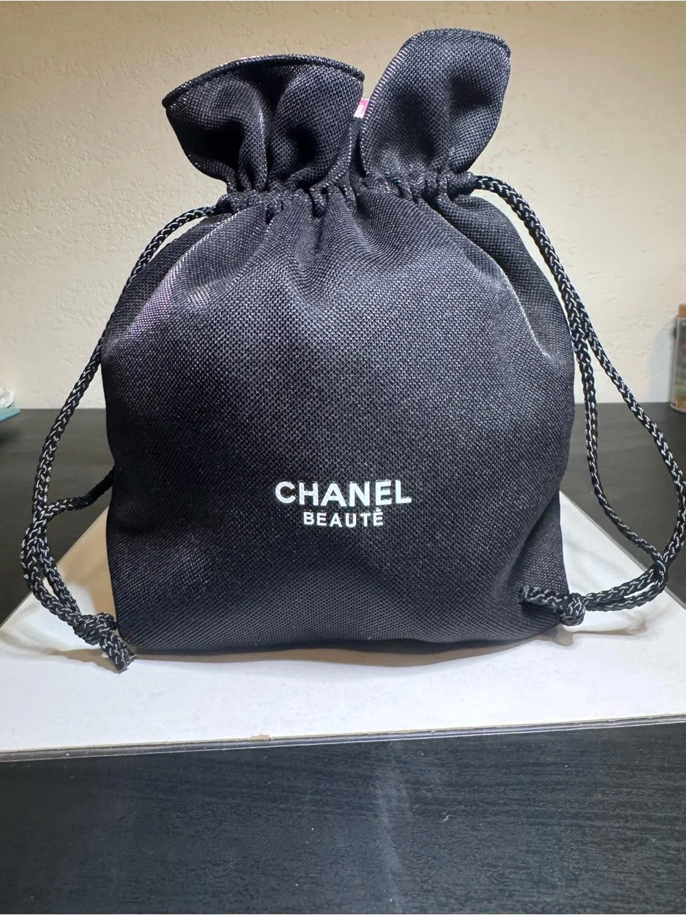 CHANEL Beauté Black Drawstring Cosmetic Pouch